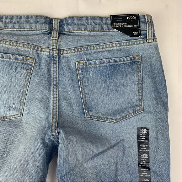 GAP womens size 8 29 Blue Boyfriend fit crop Jeans light wash new distressed - Picture 8 of 13